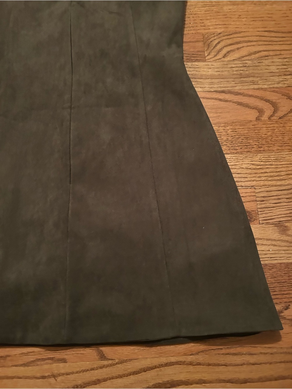 Sofie the Label Women’s Sz M Faux Suede Dark Olive Green A-Line Dress - Picture 9 of 11